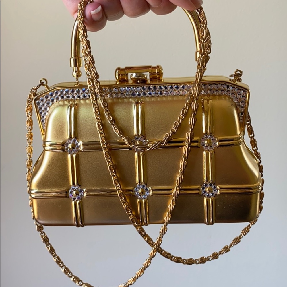 1950’s STEPHANIE gold hard shell purse
